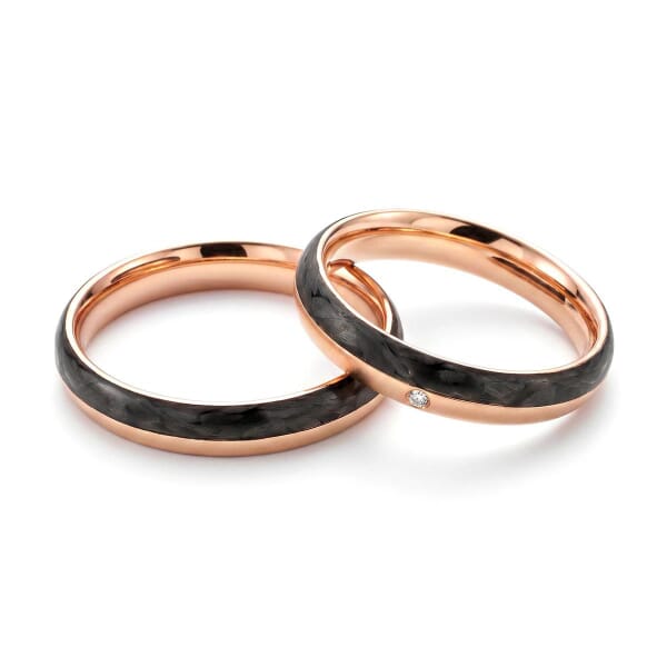 Gifteringer i roségull med carbon - 4981460